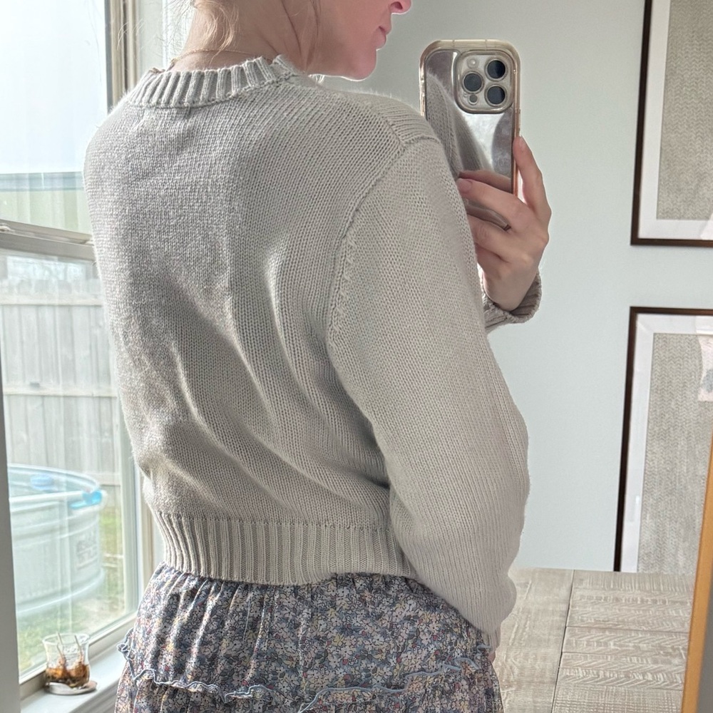 Women's Light Grey Crop Sweater - Picture 16 of 16